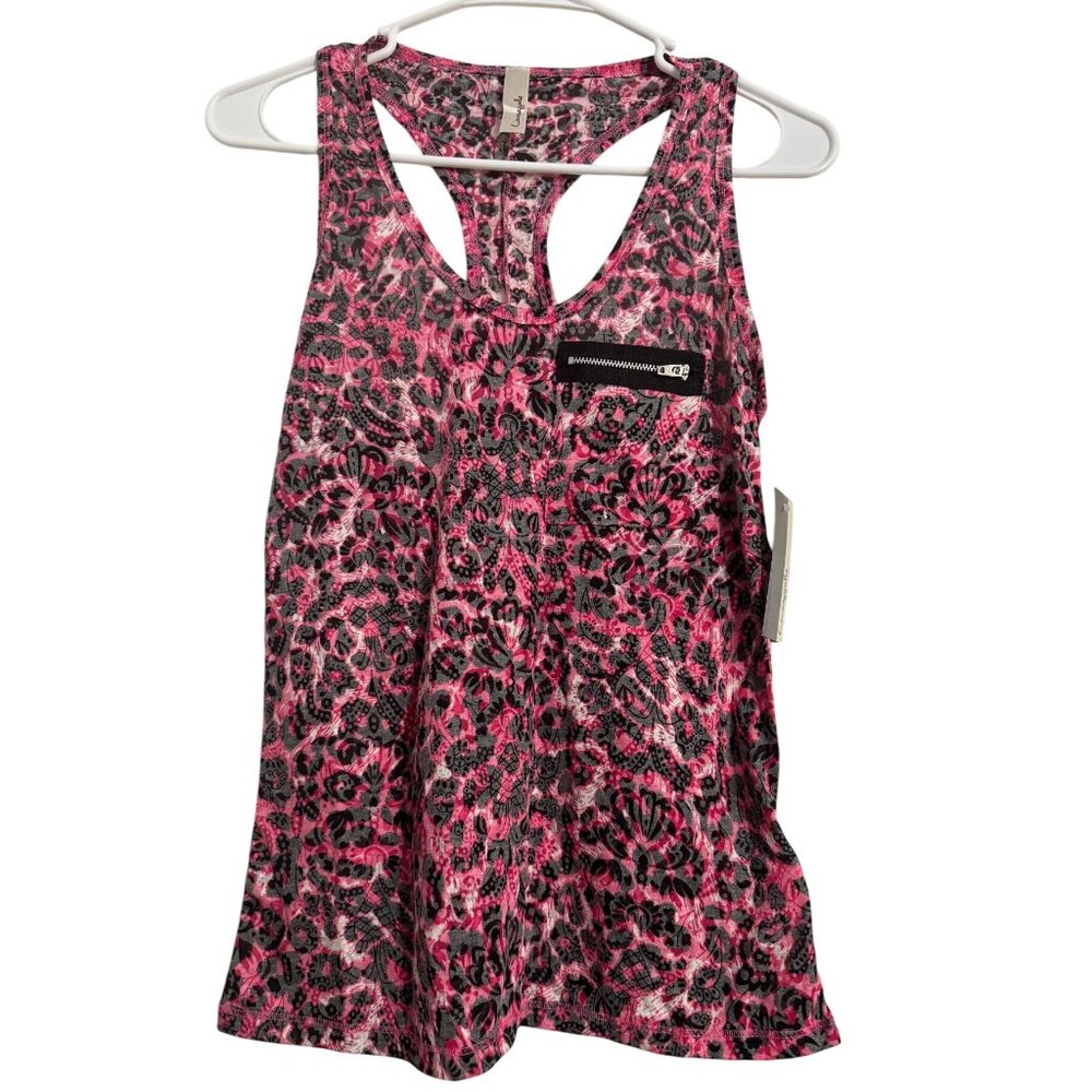 Pink & Black Leopard Print Racerback Tank Top With Zipper Accent By Loveappella